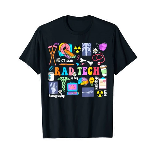 Radiology Technologist Designs Cute Rad Tech Retro Groovy Radiology Technician X-Ray Tech T-Shirt