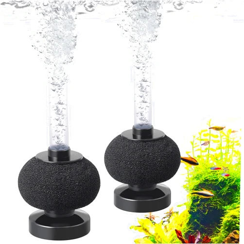 HITOP 2 Pack Aquarium Bio Sponge Filter: 4in Mini Air-Powered Fish Tank Filter, Quiet Small Sponge Filter for up to 15gallon Fish Tank, Betta Tank, Shrimp Tank, Fry Tank, Breeding