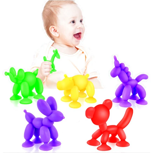 EVERDAZZ Toddler Bath Toys Suction Toy, Sensory Suction Bath Toys, Kids Suction Fidget Toys Windows Building Toys for Boys Girls Travel Toys(6Pcs)