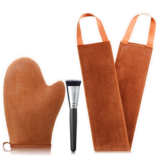 ANSPHIE 3 in 1 Self Tanning Mitt Applicator Kit Tanning Mitts Self Tanner, Self Tan Mitt Applicator Tanning Gloves for Self Tan Lotion, Self Tanner Mitt and Back Applicator Self Tanning Mitt and Brush