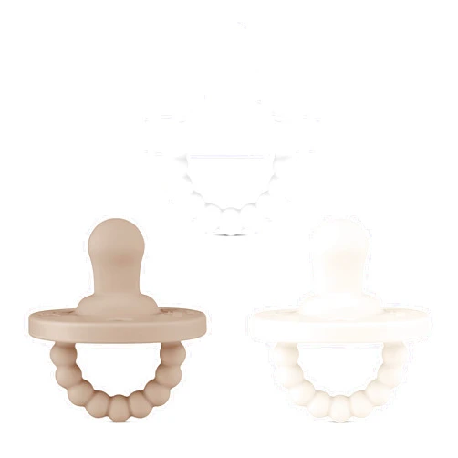 Ryan & Rose Cutie PAT All-in-One Pacifier and Teether Massaging Teething Ring and Hideaway Binky for Growing Babies (Canvas (3 Pack), Flat)