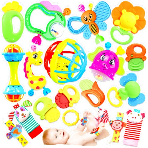 JKHEPL Baby Rattles Toys for 0-6 Months - 18 PCS Infant Toys 0-3 Month Old Baby Boy Girl Gifts Set with Teething and Wrist Socks Rattle Infant Newborn Sensory Toy