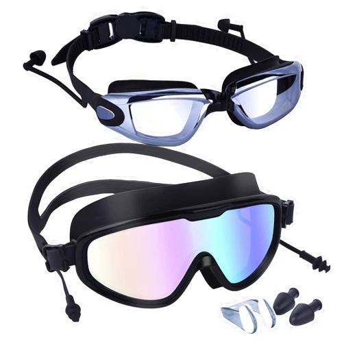 SUPSUP Swim Goggles, 2 Pcs Swimming Goggles, No Leaking Anti Fog Goggles Swimming, PC Swim Goggles Men