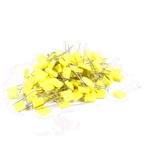 uxcell a14052900ux0358 100 Piece 100V 0.1uF 100NF Radial Lead Box Type Film Correction Capacitors Yellow