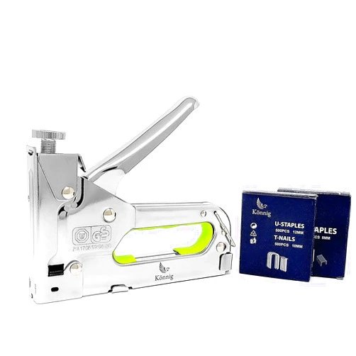 Könnig Heavy Duty Staple Gun 3 in 1 1500 Staples, Hand Operated Stainless Steel Stapler, Brad Nailer, Tacker Tool… (1500 Staples)
