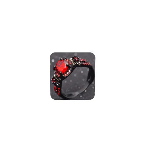 DUANMEINAD Duan Finger Rings White Fire Opal CZ Fashion Round Red Ruby Ring Women's 10KT Black Gold Filled Wedding Jewelry Size 6-10