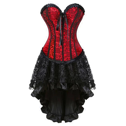 Kranchungel Corset Dress Plus Size Steampunk Corset Skirt Set Renaissance Gothic Bustier Halloween Costumes