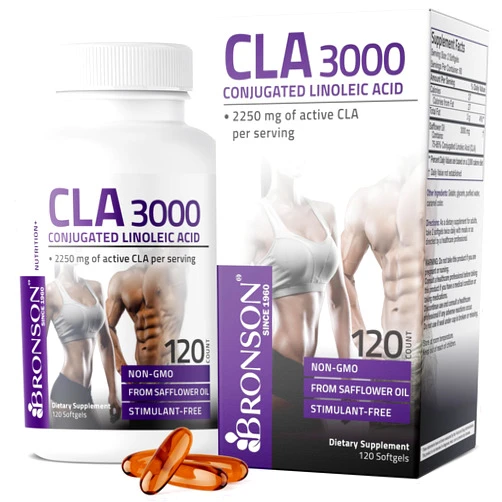 Bronson CLA 3000 Extra High Potency Supports Healthy Weight Management Lean Muscle Mass Non-Stimulating Conjugated Linoleic Acid 120 Softgels