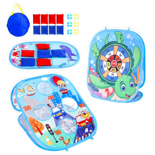 Tackview 3 in 1 Bean Bag Toss Games Set ---Foldable Cornhole Game Set---Indoor Outdoor Toys for Kids , Birthday Gift for Boys Girls