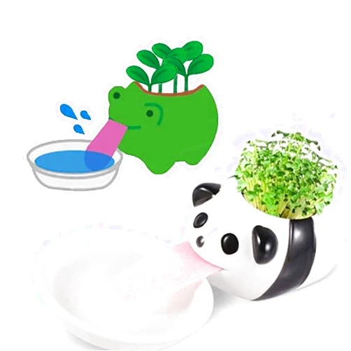 VERLIAN Mini Self Watering Succulent Pots, 1 Pack Animal Ceramic Plant Pot Container with Tongue & Drain Hole, Creative Small Cactus Flower Pot（Panda）