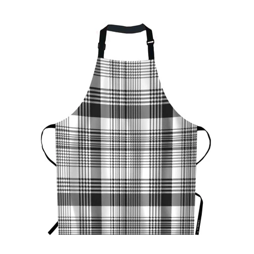 EKOBLA Tartan Pattern Aprons Gingham Check Plaid Square Monochrome Grid Stripe Black White Waterproof Resistant Chef Cooking Kitchen BBQ Adjustable Aprons for Women Men 27x31 Inch