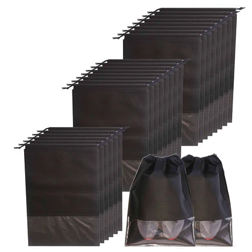 DIOMMELL 24PCS Travel Shoe Bags Non-Woven with Rope for Men and Women Large Shoes Storage Packing Pouch Organizers