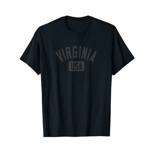 133 Apparel Virginia Virginia USA Arched Text Distressed Black Print T-Shirt
