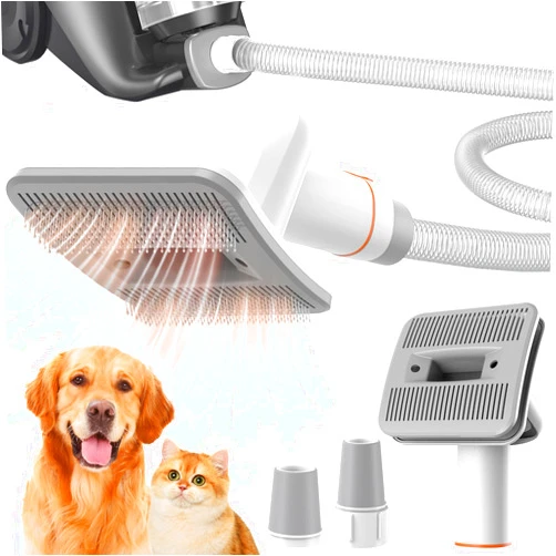 Afloia Innovative Pet Grooming Kit: Dog Brush Vacuum Attachment, Cat Brush with 1-1.5