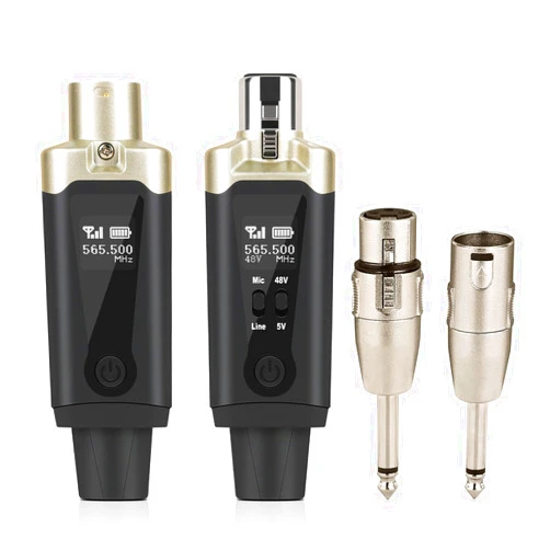 Kadjuh Wireless XLR Transmitter and Receiver& Wireless Guitar Transmitter Receiver,Rechargeable Mic Adapter 16 Channels 196ft Range for Dynamic Microphone,Audio Mixer,Electric Guitar Bass