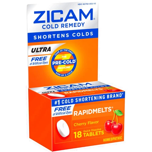 Zicam Ultra Cold Remedy RapidMelts, Orange Cream Flavor Quick Dissolve Tablets, 18 Count Homeopathic Cold Remedy, Clinically Proven to Shorten Colds When Taken at The First Sign of Symptoms