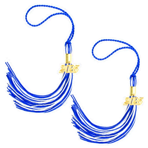 Diueoly 2025 Tassel Graduation, 2 Pcs Graduation Tassel 2025, 2025 Tassel, Graduation Cap Tassel with 2025 Charm for Graduation Cap Tassel Charm for Graduate Hat Decorations Ceremonies Accessories Blue White