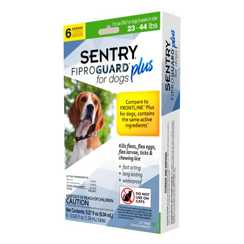 FIPROGUARD SENTRY PET CARE SENTRY Fiproguard Plus for Dogs, Flea and Tick Prevention for Dogs (23-44 Pounds), Includes 6 Month Supply of Topical Flea Treatments