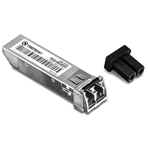 TRENDnet SFP Multi-Mode LC Module, Up to 550m (1804 Ft), Mini-GBIC, Hot Pluggable, IEEE 802.3z Gigabit Ethernet, Supports Up to 1.25 Gbps, Lifetime Protection, Silver, TEG-MGBSX