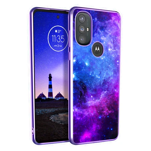 GUAGUA Compatible with Motorola Moto G Power 2022 Case 6.5 Inch Glow in The Dark Noctilucent Luminous Space Nebula Slim Fit Cover Protective Anti Scratch Cases for Moto G Power 2022, Blue