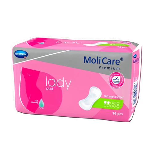 MoliCare Premium Lady Pads, Light Absorbency, 168634, 10.5 x 4.5 Inch (Pack of 14)