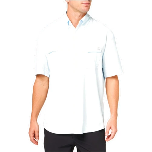 HUK - Men's Tide Point Pattern Short Sleeve Shirt, Fishing Button Down