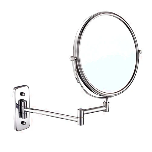 inBEKEA 8 Inch Makeup Mirror Wall Mounted, 10X Magnification Bathroom Shaving Mirror Double-Sided Round Magnifying Vanity Swivel Mirror, 360° Rotatable and Extendable Arm, Chrome Finished