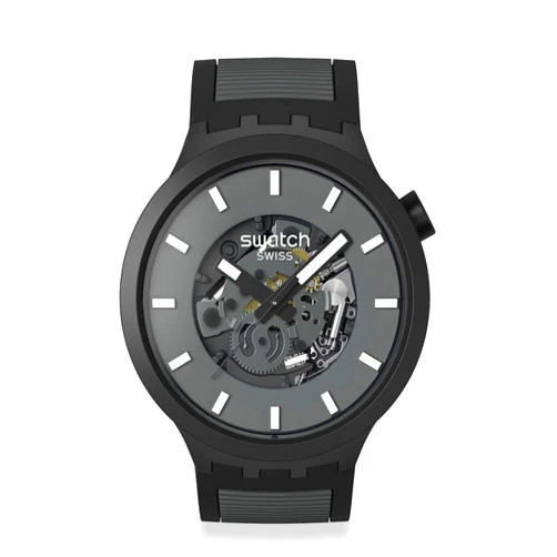 Swatch Big Bold Biosourced Lacquered Unisex Watch Casual Polymer Black Automatic Waterproof Past The Horizon