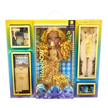Rainbow High Rainbow Vision Rainbow High Rainbow Divas- Meline Luxe (Gold Yellow) Fashion Doll. 2 Designer Outfits to Mix & Match with Vanity PLAYSET, Great Gift for Kids 6-12 Years Old & Collectors