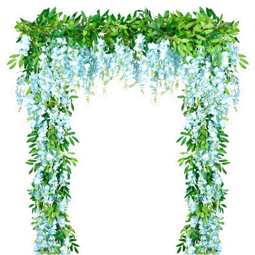 DearHouse 2Pcs 6 Ft/Piece Artificial Flowers Silk Wisteria Garland Artificial Wisteria Vine Rattan Silk Hanging Flower for Home Garden Outdoor Decor (Blue)