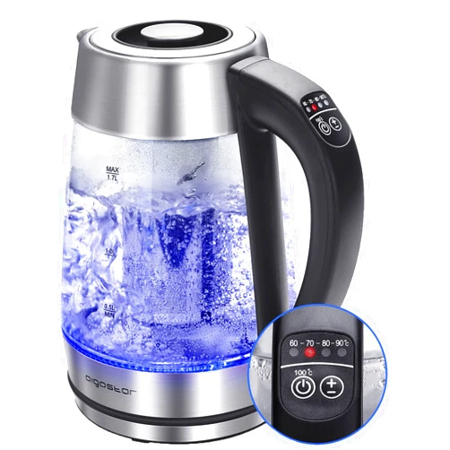 Aigostar Electric Kettle, Tea Kettle with Temperature Control and Tea Infuser, Hot Water Kettle with Variable Temperature, Keep Warm Function, LED Indicator Light Change, Auto Shut-Off, 1.7L