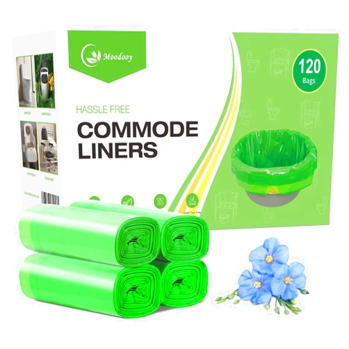 Moodooy Commode Liners-Good Value Pack 120 Count Commode Bags, Bedside Commode Liners Disposable for commode Chairs Bucket Adult Potty Chair Liners No Absorbent Pads