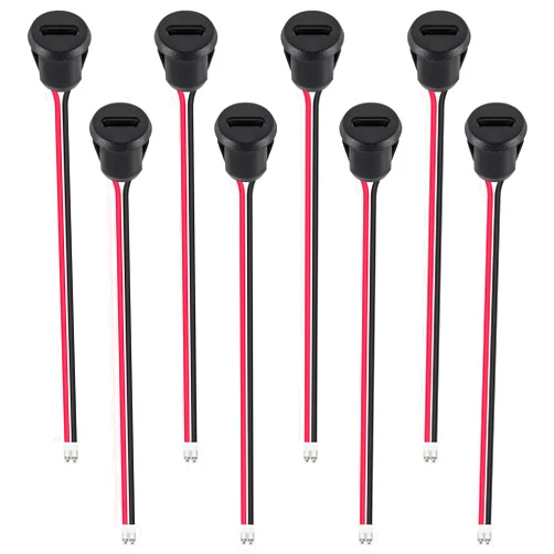 XIITIA 8pcs Type-C Female Chassis 2P Direct Crimp USB Female Chassis C Connector Jack Female Charging Port Waterproof with Card Buckle 3A High Current Port USB-C Charger Plug(2pin with Terminal)