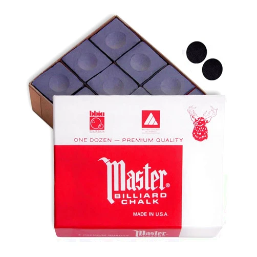 Master Chalk Master Billiard Pool Cue Chalk Premium Quality - 1 Dozen - Made in The USA + 2 pcs of Quality Billiard Pool Table Spots by Tweeten Fibre Co.
