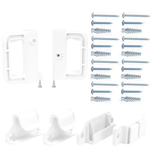 Borthmiu Retractable Mesh Baby Gate Replacement Parts Retractable Mesh Dog Gate Full Set Wall Mounting Baby Gate Hardware Mesh Pet Gate Accessories Extra Wide Baby Gate Parts with Screws, White