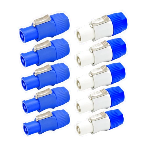 Kooben (5 Each) NAC3FCA & NAC3FCB PowerCON Cable Connector Replacement for Neutrik, blue & white