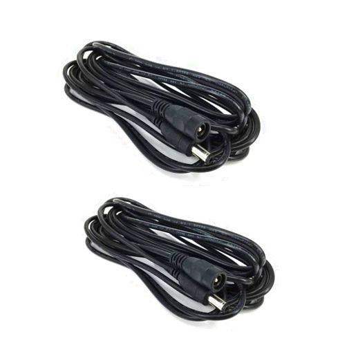 HUALAND 2pcs/Pack 5m/16.4ft Black 5.5mm x 2.5mm DC Plug Extension Cable DC Extension Cable Cord with Male to Female 2.5mm x 5.5mm Connectors DC Power 12V 5.5mm x 2.5mm Barrel Male Plug Connector