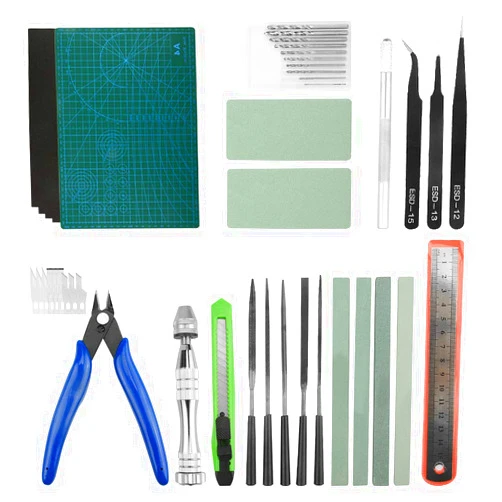 WMYCONGCONG 26 PCS Professional Model Kit Tools Craft Tool Set Hobby Building Tools Kit with Storage Case for Gundam Car Model Building Repairing and Fixing Green