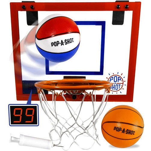 Pop-A-Shot Super Slam Over The Door Mini Basketball Hoop for Kids and Adults | 2 Included Basketballs and Pump | Built for Dunks | Breakaway Rim | Shatter Resistant Backboard | 17x12.5 Inches