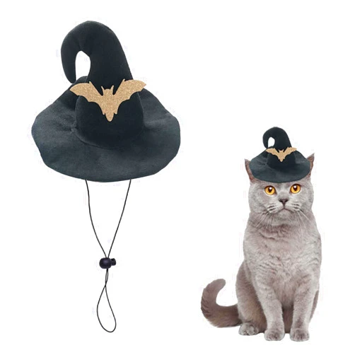Lutoku Halloween Bat Hats for Dogs Costumes, Cat Witch Costumes with Adjustable Elastic Strap, Puppy Accessories for Halloween Party