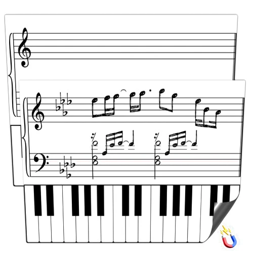 Naozinebi 2Pcs Piano Magnet Dry Erase Music Classroom Must Haves Grand Staff Whiteboard Sheet Learning Music Score Supplies 16.5 x 11.8 Inch for Teacher Students Gifts