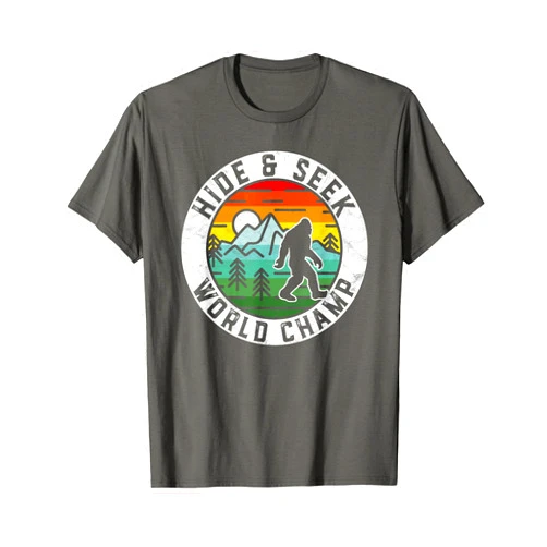 Bigfoot UFO Believer 2001 Tees Bigfoot Hide and Seek World Champ Sasquatch Silhouette T-Shirt