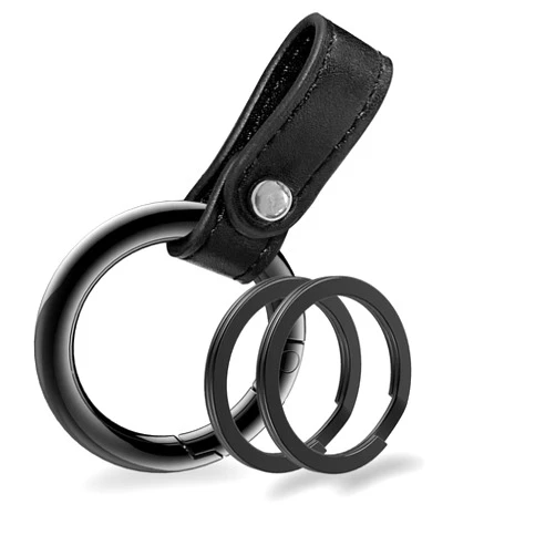 Idakekiy Zinc Alloy Key Rings Leather Part Button Key Clip Carabiner Keychain Split Keyrings for Men and Women