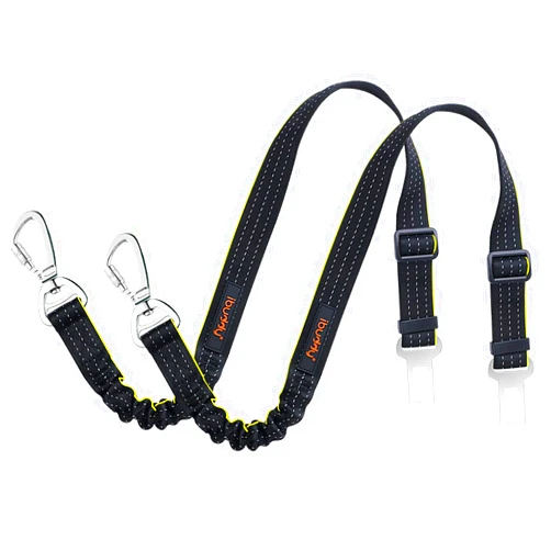 iBuddy Dog Seat Belts for cars of Small/Medium/Large Dogs,Adjustable Pet Seat Belt for Dog Harness with Dual Safe Bolt Hook and Elastic Durable Nylon Dog Safety Belt for Car
