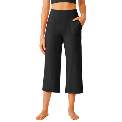 G4Free Capri Pants for Women Wide Leg Yoga Dress Cropped Pants Capri Leggings with Pockets for Casual Summer