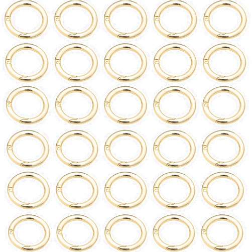 HarParBar 30Pcs 28mm Spring O Ring Zinc Alloy Split Rings Round Carabiner Snap Clip Spring Keyring Buckle for Bag Purse Handbag Craft Jewelry Making (Gold)