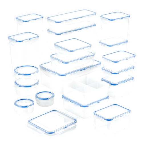LocknLock LOCK & LOCK Easy Essential Storage Set/Food Containers Airtight Bins/BPA-Free/Dishwasher Safe, 38 Piece, Clear