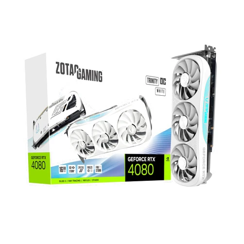 ZOTAC Gaming GeForce RTX 4080 16GB Trinity OC White Edition DLSS 3 16GB GDDR6X 256-bit 22.4 Gbps PCIE 4.0 Gaming Graphics Card, IceStorm 2.0 Advanced Cooling, Spectra RGB Lighting, ZT-D40810Q-10P