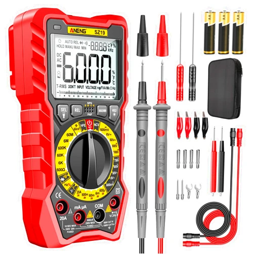 ANENG Digital Multimeter Tester 6000 Counts TRMS Auto Ranging Voltmeter,Ohm Amp Meter Measures NCV,AC/DC Current,Voltage,Continuity,Resistance,Capacitance,Diodes,Duty-Cycle,Temperature