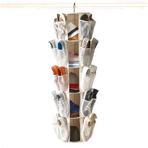 K&J CHIPMUNK 5-Tier 40-Pocket Canvas Carousel Organizer Closet Storage Hanging Storage for Closet Storage Shelves, Space Saving Closet Shelf